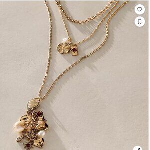 Free People NWT Luelle Layer Necklace Gold Tone